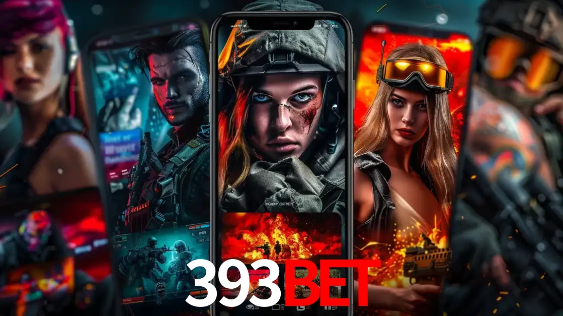 Montagem de telas de celular mostrando diversos personagens, masculinos e femininos, de um jogo de tiro, ilustrando a diversidade de equipes de e-sports para apostar no 393bet.