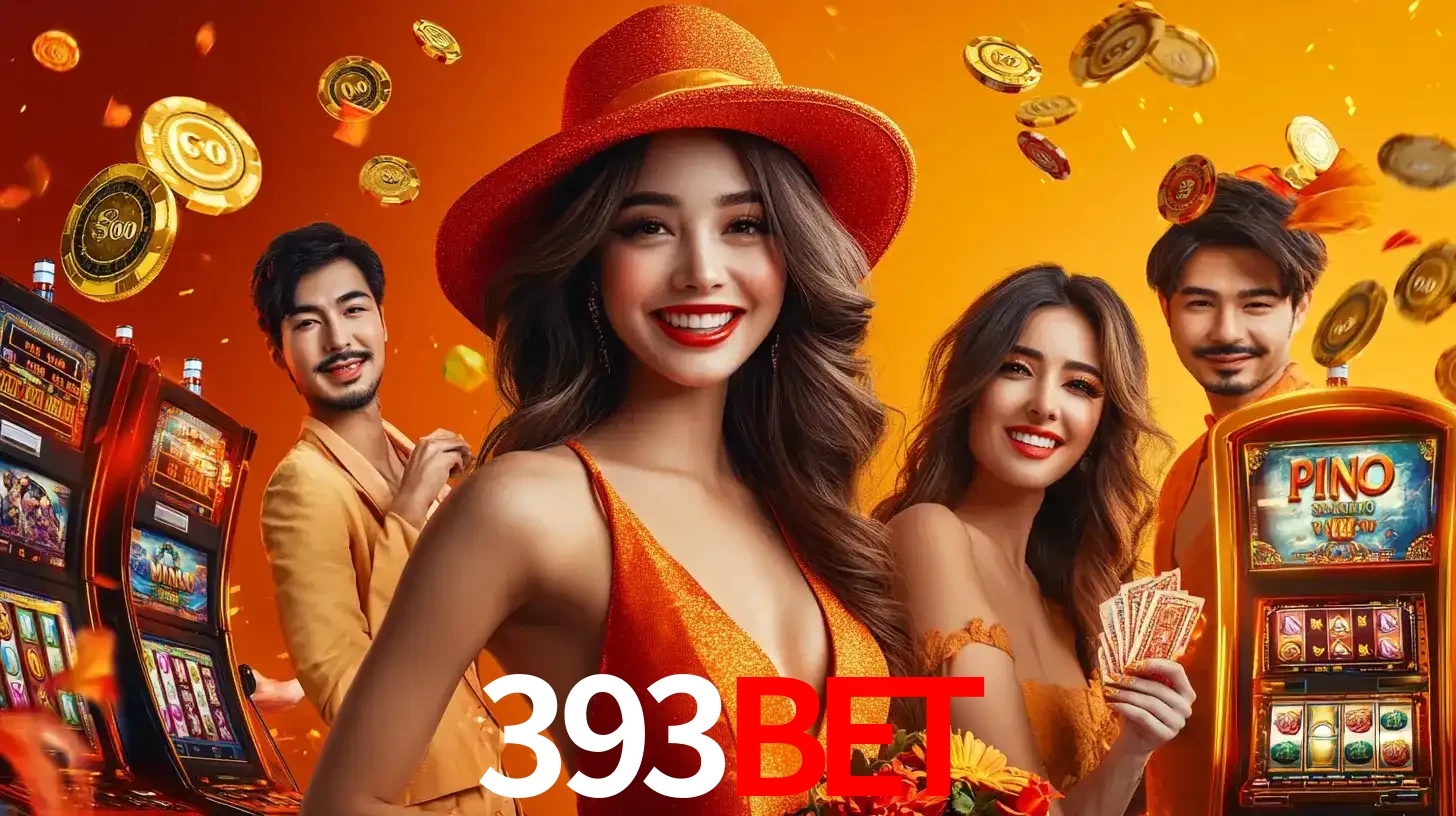 Grupo de amigos asiáticos sorrindo e se divertindo com máquinas de caça-níqueis em um ambiente festivo, celebrando suas vitórias nos jogos de cassino do 393bet.